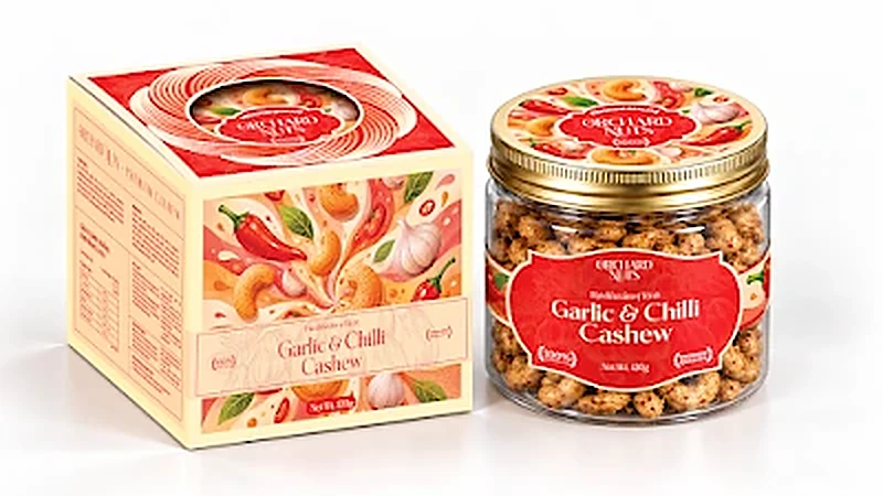 Hạt điều tẩm vị Tỏi Ớt Orchard Nuts hộp giấy 120g