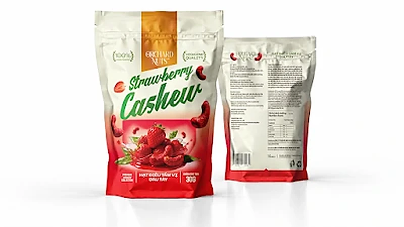 Hạt điều tẩm vị Dâu Tây Orchard Nuts túi 30g