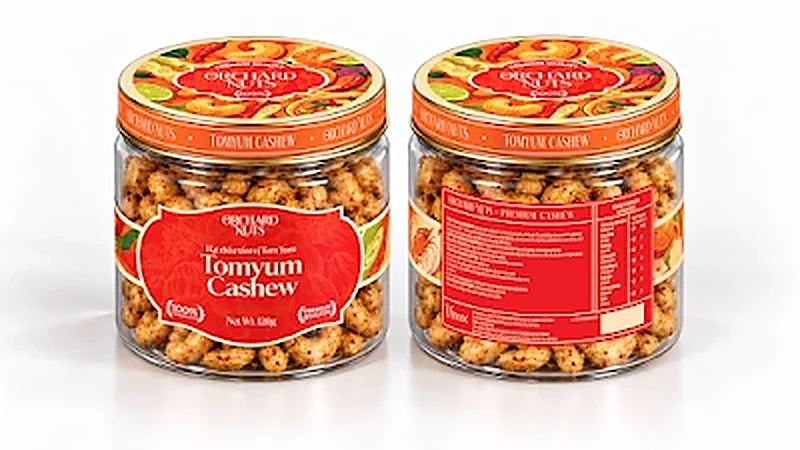Hạt điều tẩm vị Tom Yum Orchard Nuts hộp nhựa 120g