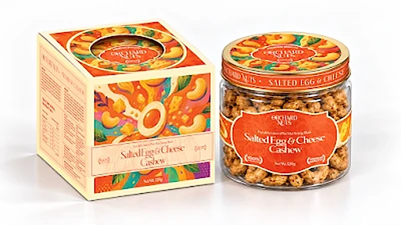 Hạt điều tẩm vị Phô Mai Trứng Muối Orchard Nuts hộp giấy 120g