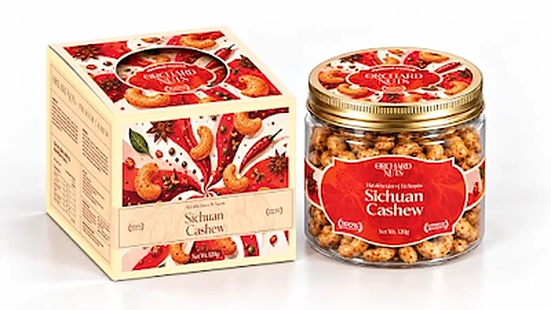 Hạt điều tẩm vị Tứ Xuyên Orchard Nuts hộp giấy 120g